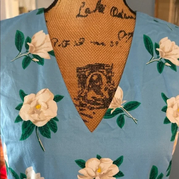 Draper James Blue and White Floral Magnolia Love Circle Fit and Flare Dress - Picture 6 of 15